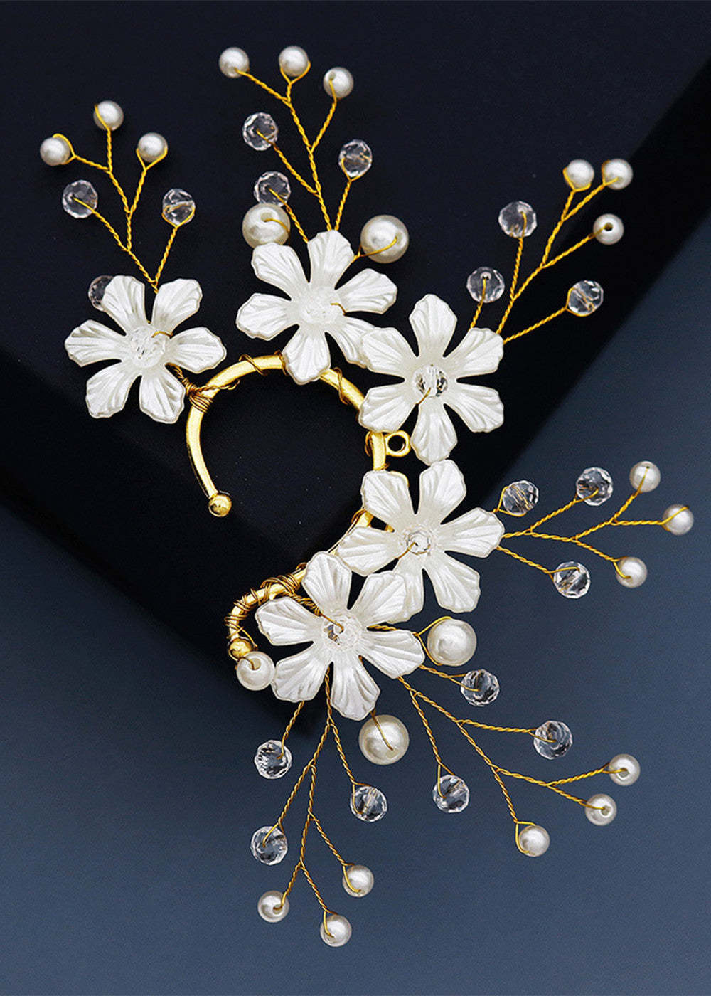 Flower and Pearl Fairy Ear Cuffs  (left ear only)