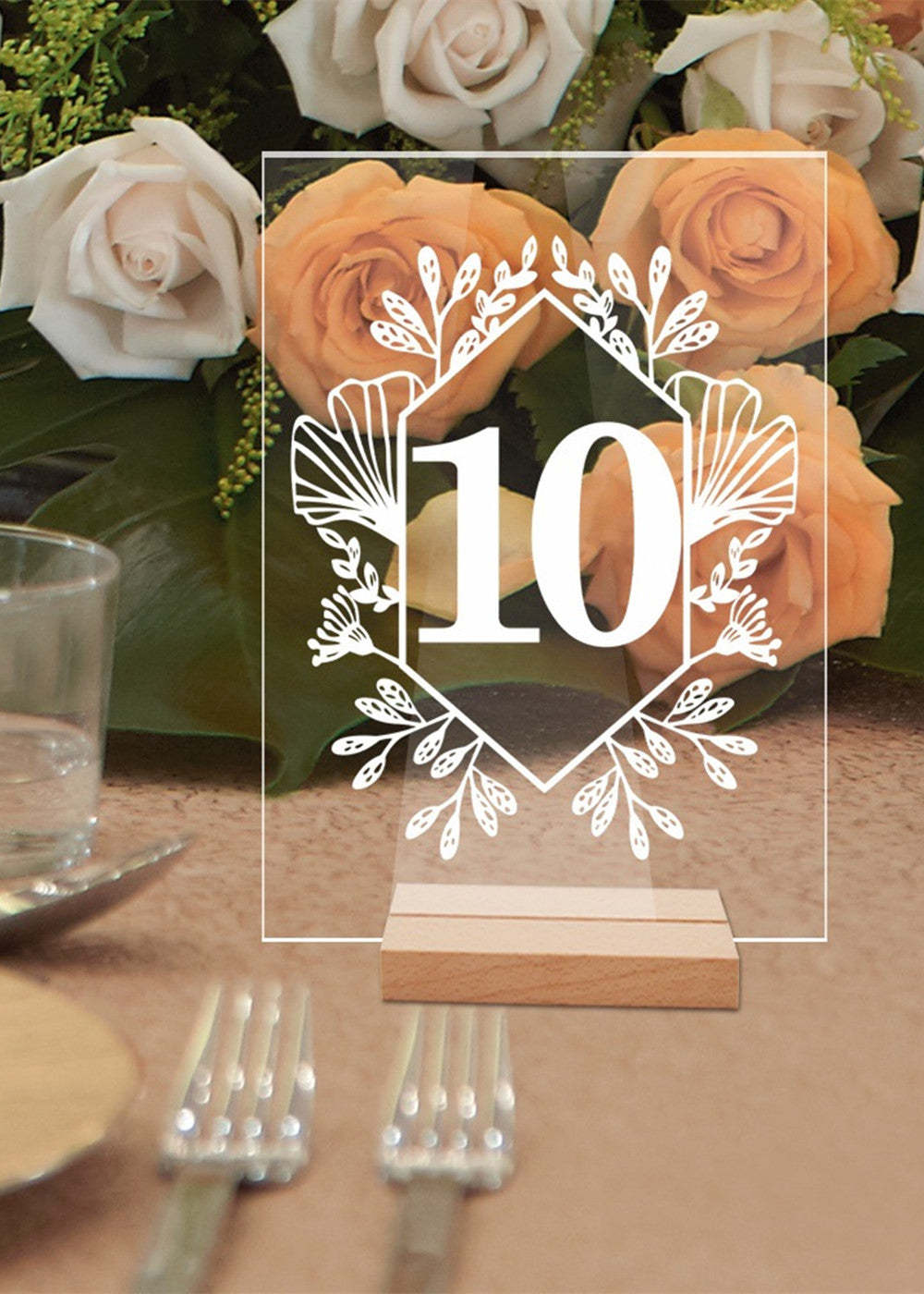 10 PCS Acrylic Table Number Holders with Wood Stands
