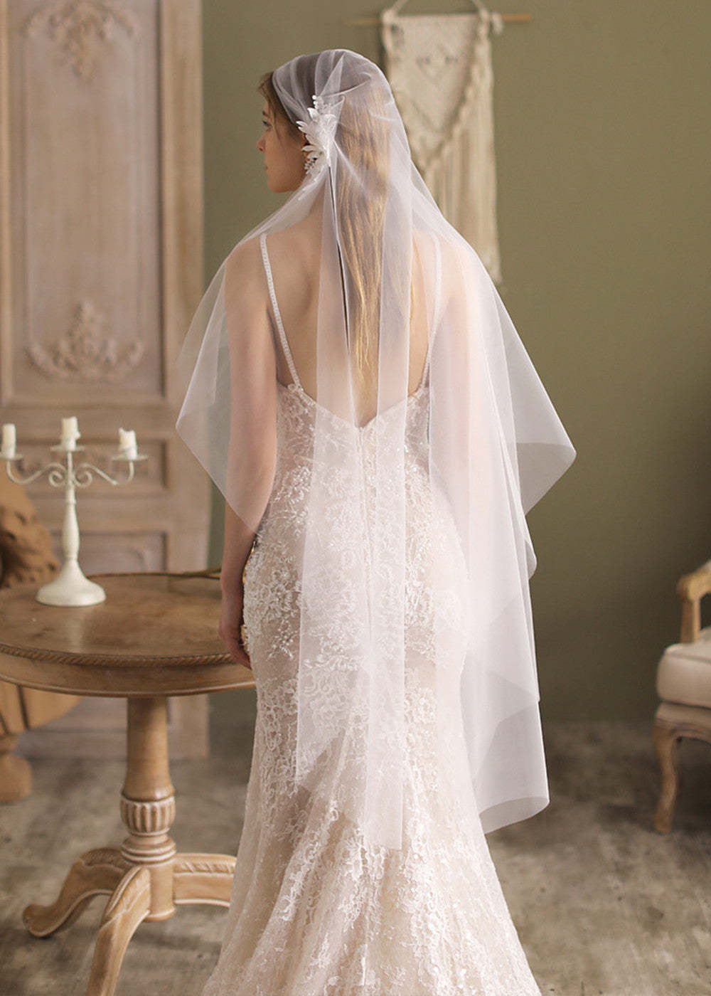 Vntage Lace Flower Hairclip Bridal Veil