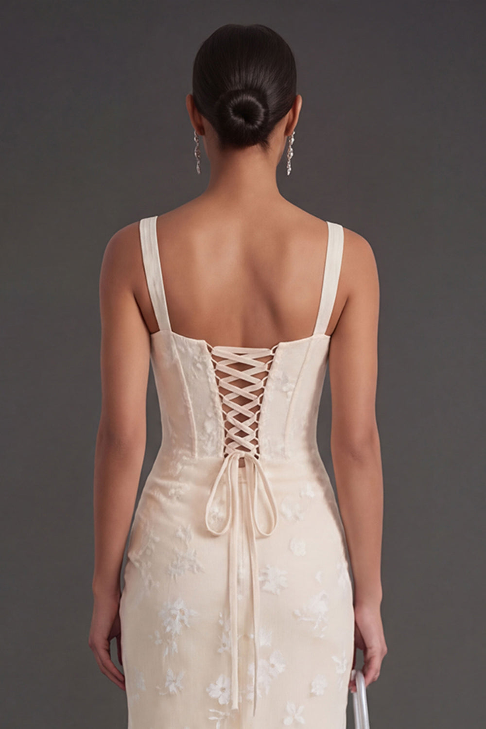 Blue Floral Sheath Thick Straps Corset Ruched Midi Beach Wedding Guest Dress