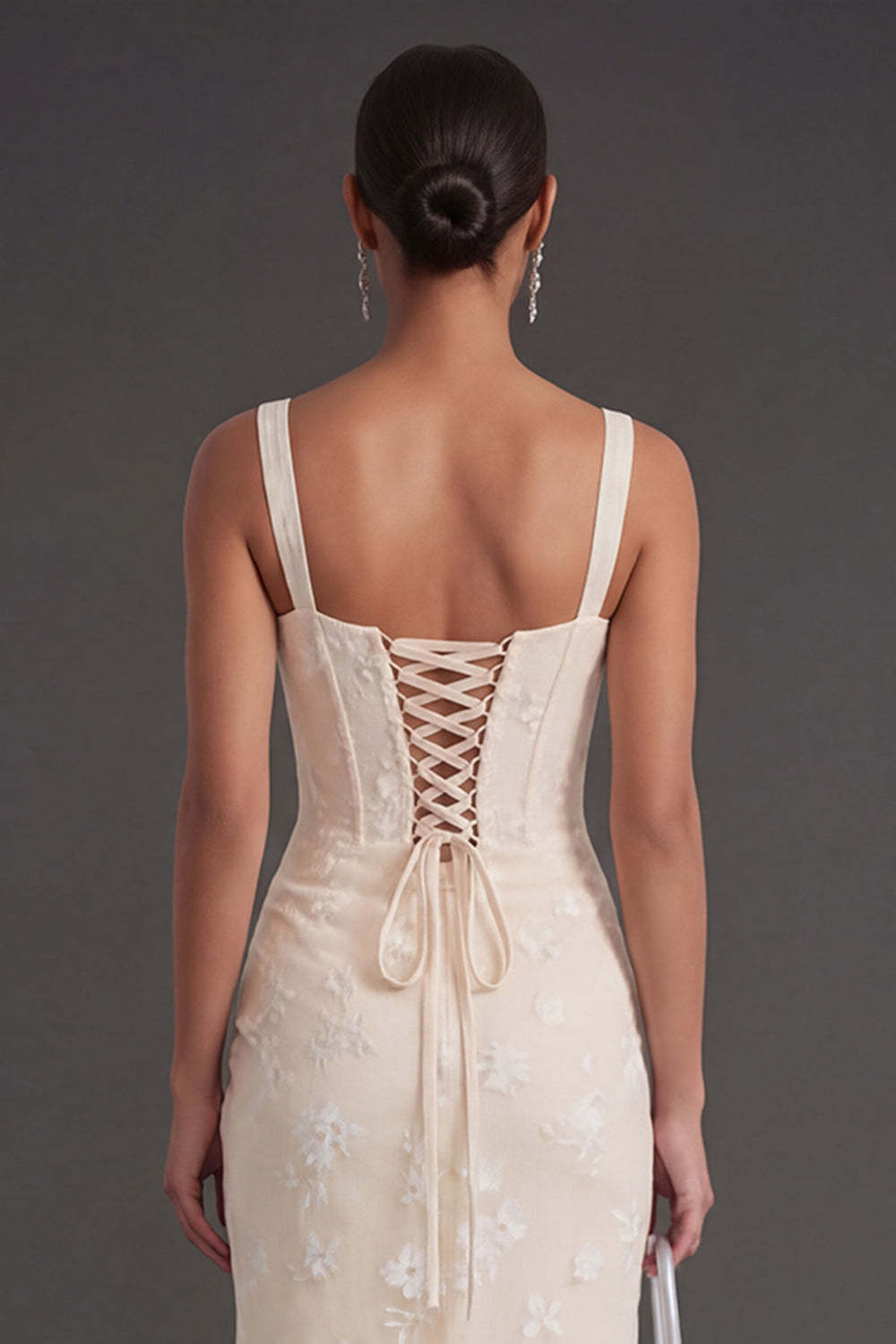 Blue Floral Sheath Thick Straps Corset Ruched Midi Beach Wedding Guest Dress