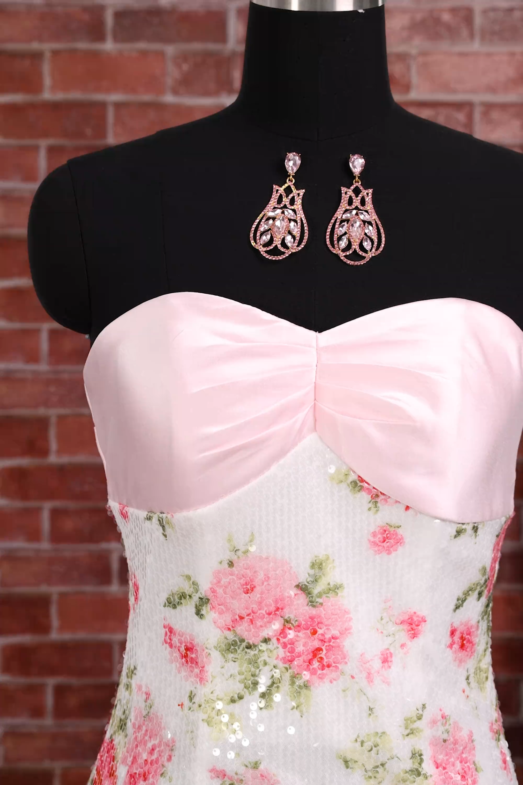 Light Pink Floral Bodycon Sparkly Sequined Short Homecoming Dress