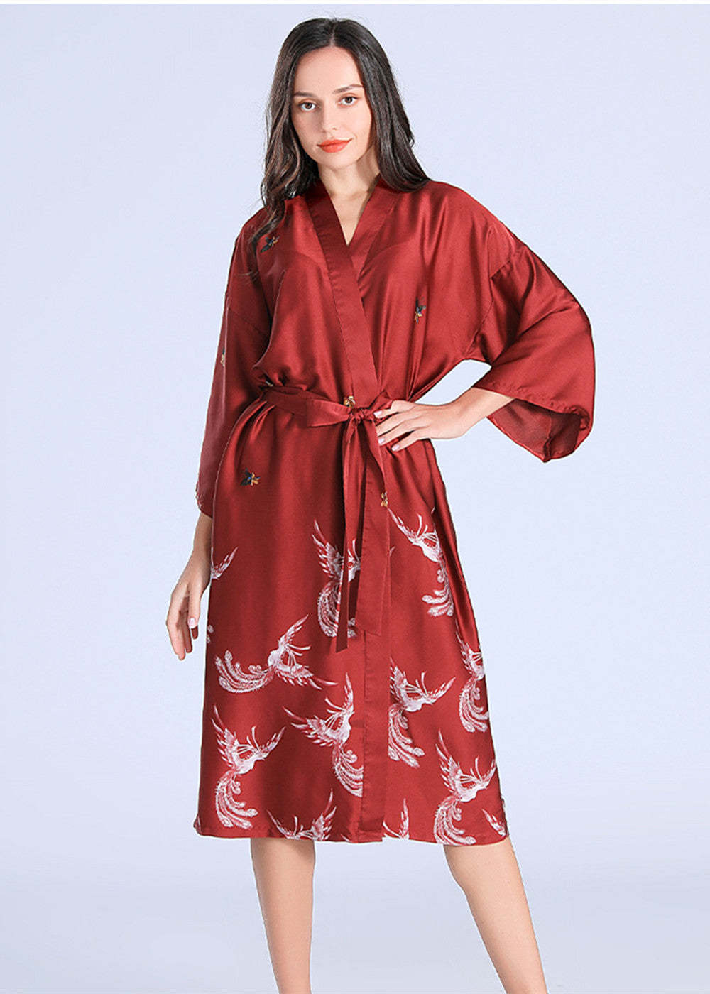 Fashionable Charmeuse Bride Bridesmaid Tea-Length Robe