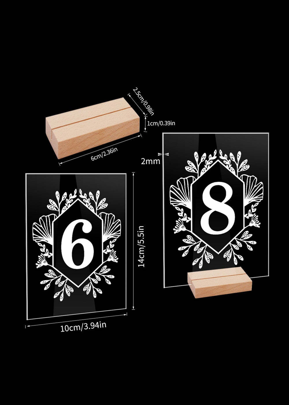 10 PCS Acrylic Table Number Holders with Wood Stands