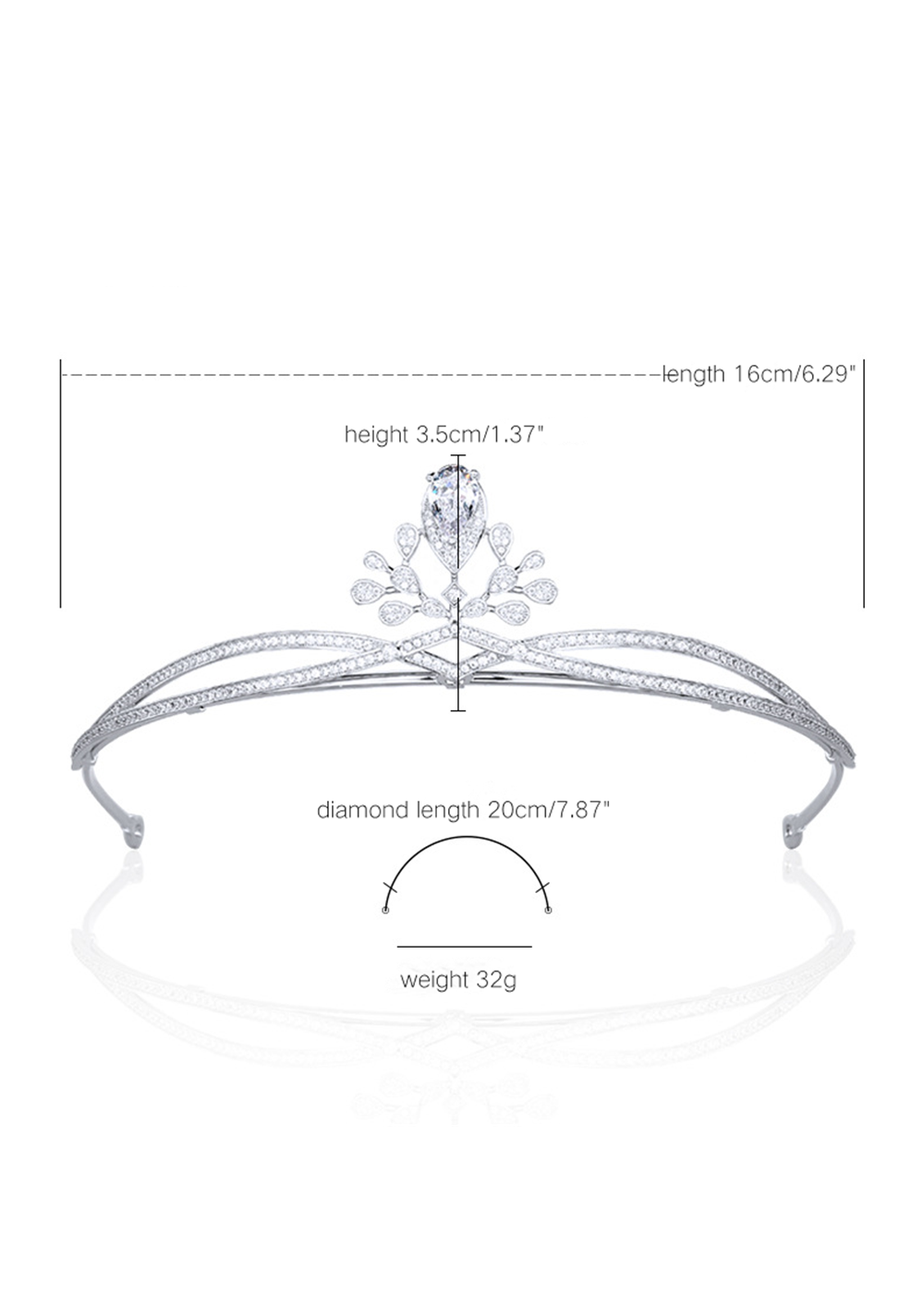 Platinum Plated Simple Tiara for Bridal