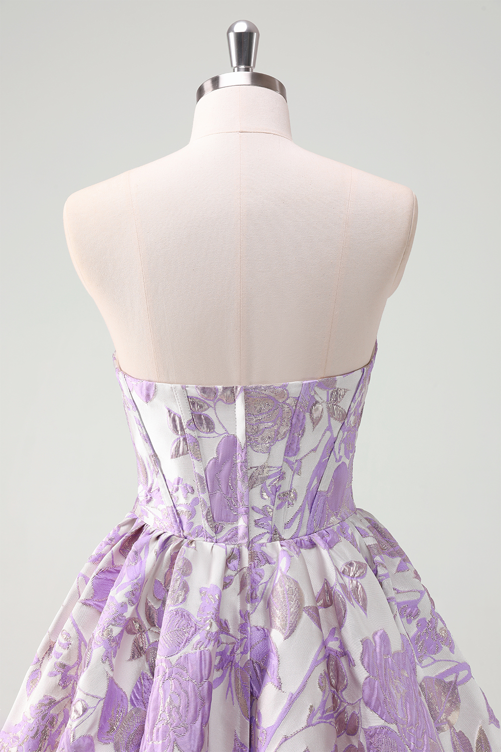 Blue Strapless Corset A-Line Floral Homecoming Dress