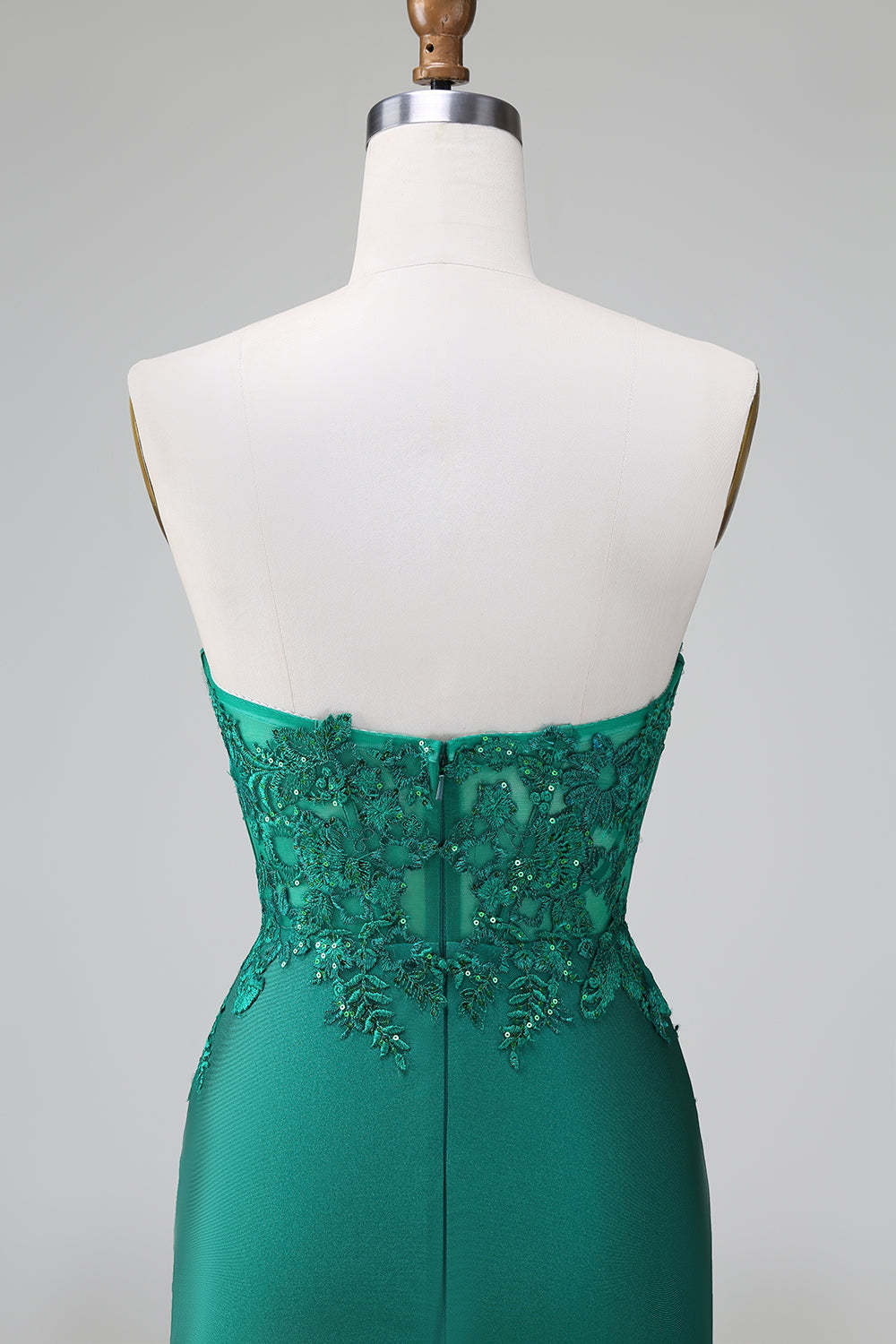 Dark Green Deep V Neck Applique Satin Mini Homecoming Dress