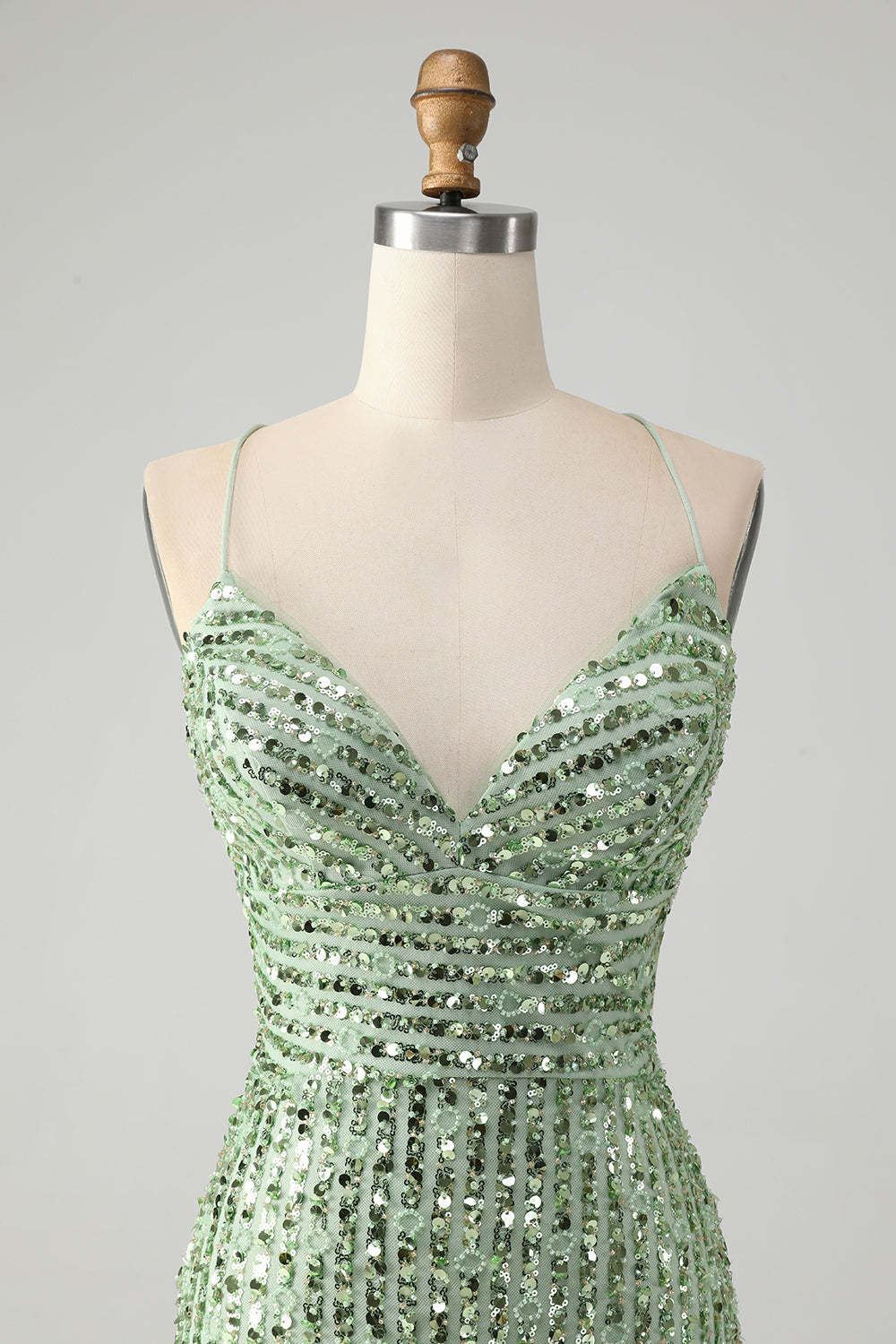 Sparkly Green Sequins Bodycon Lace Up Mini Homecoming Dress