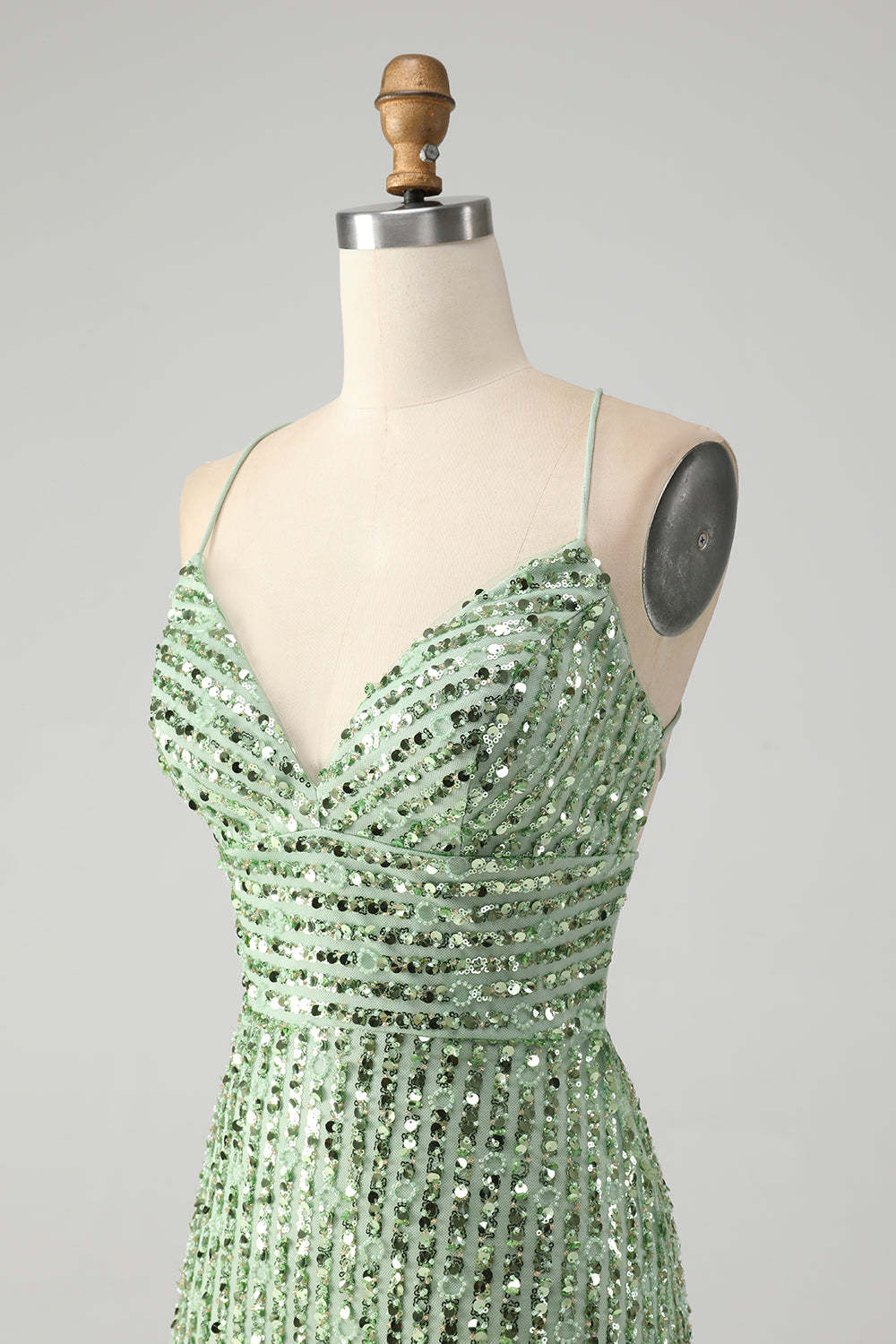 Sparkly Green Sequins Bodycon Lace Up Mini Homecoming Dress