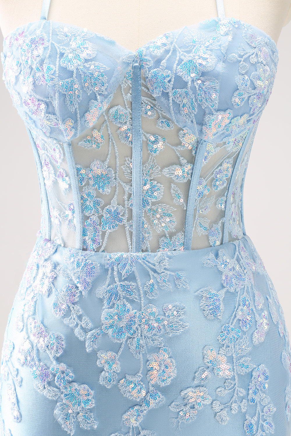 Blue Corset Applique Tight Short Homecoming Dress with Sequins