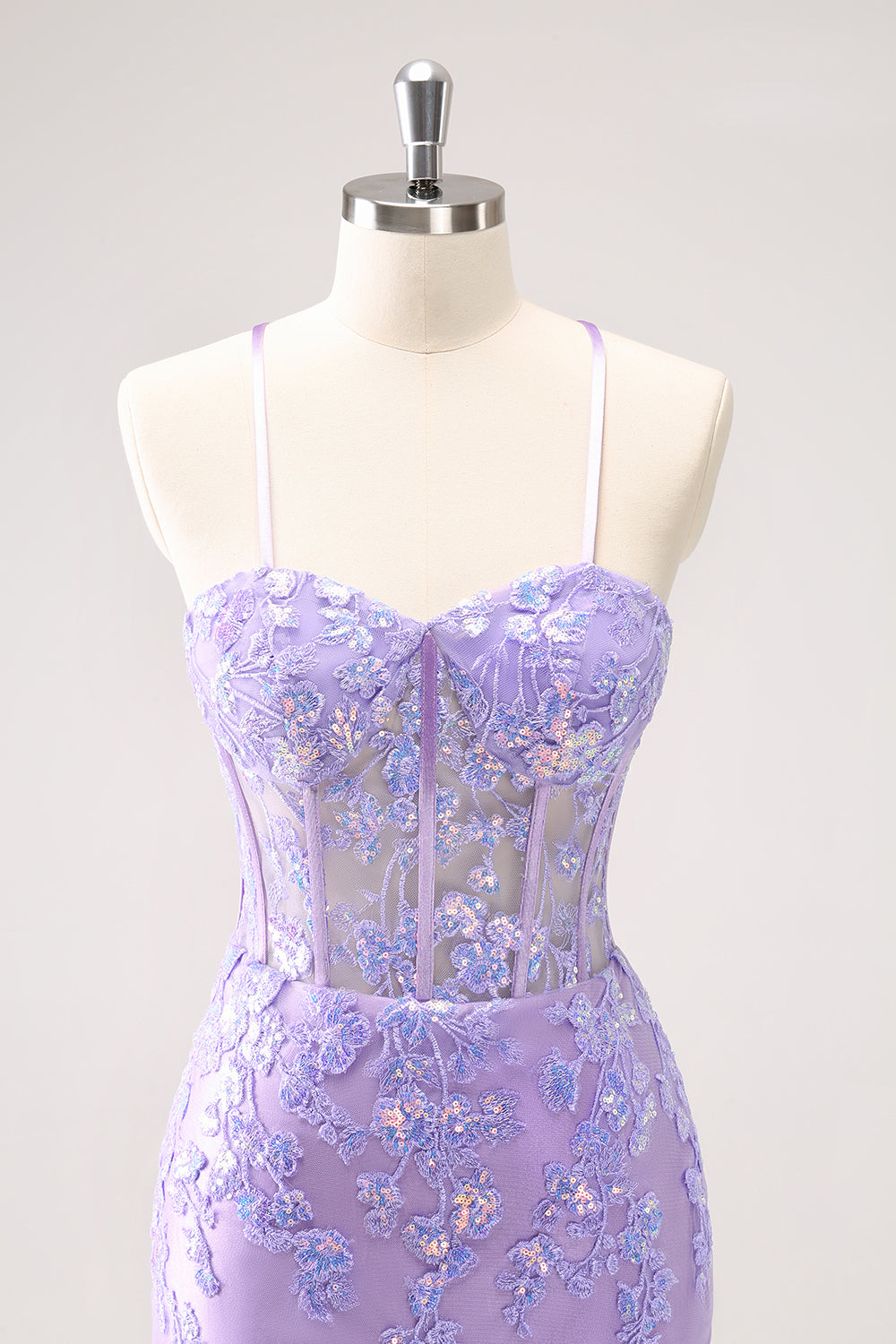 Lilac Corset Boning Applique Tight Short Homecoming Dress with Sequins
