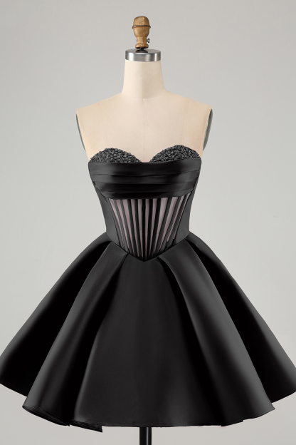 Fuchsia Sweetheart A Line Short Satin Homecoming Dress