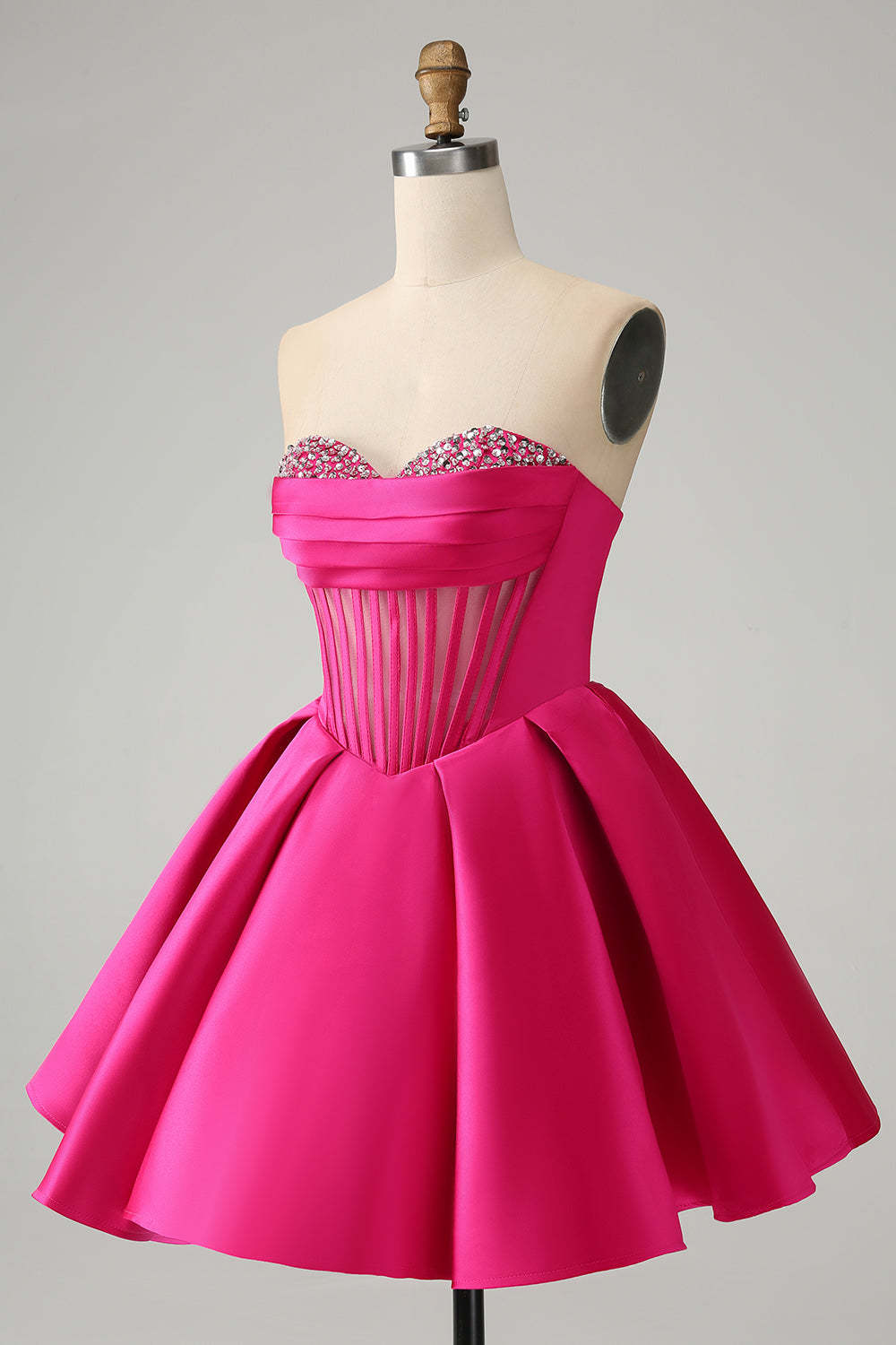 Fuchsia Sweetheart A Line Short Satin Homecoming Dress