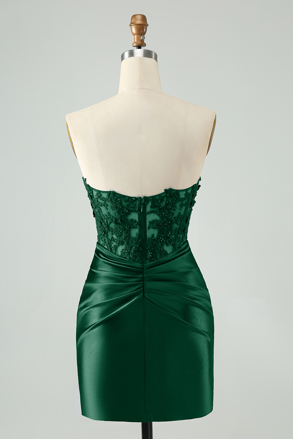 Navy Sweetheart Applique Pleated Satin Mini Homecoming Dress