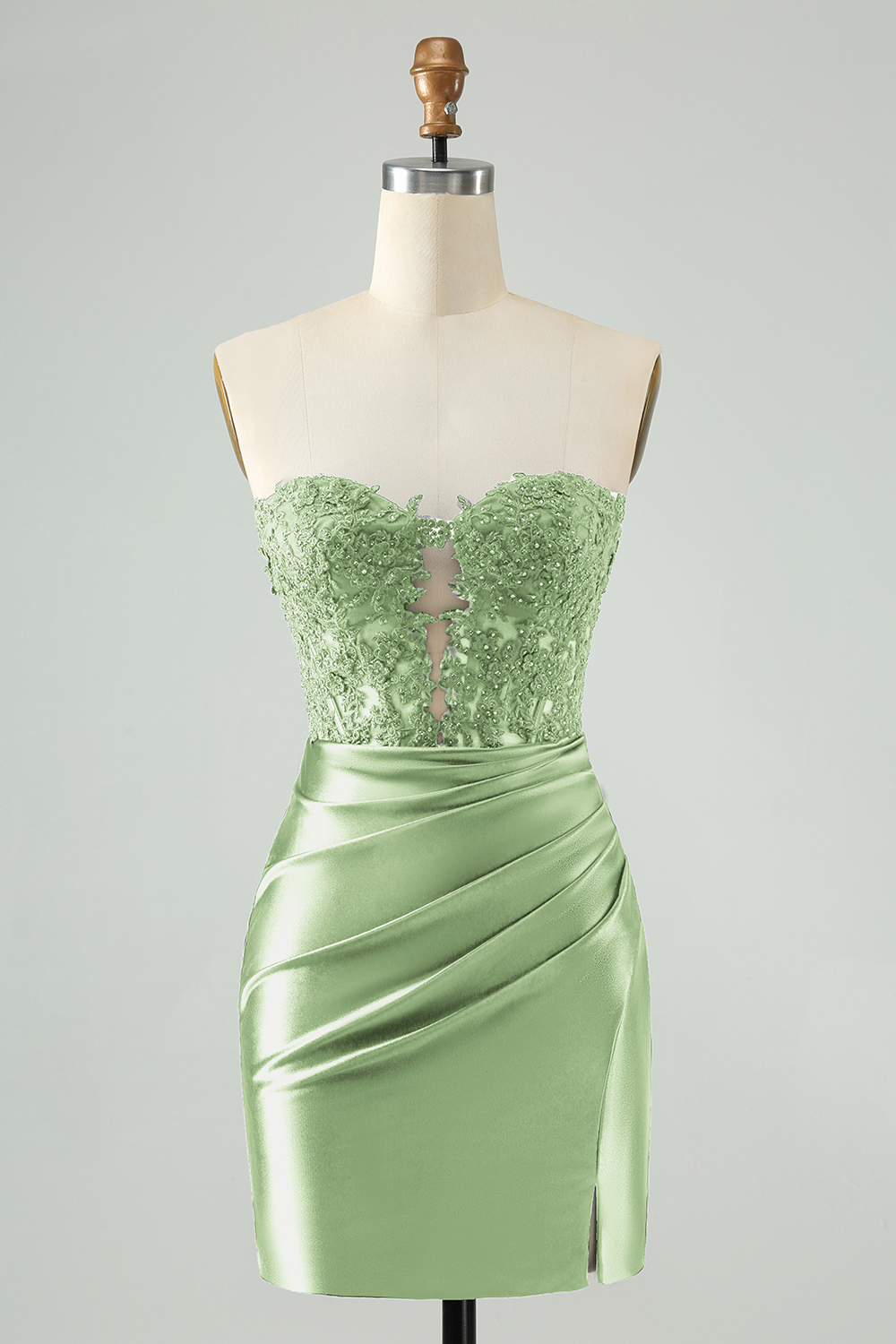 Navy Sweetheart Applique Pleated Satin Mini Homecoming Dress