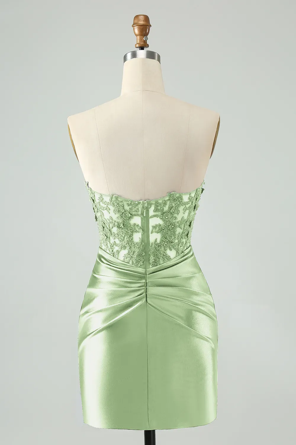 Navy Strapless Applique Pleated Satin Short Homecoming Dress