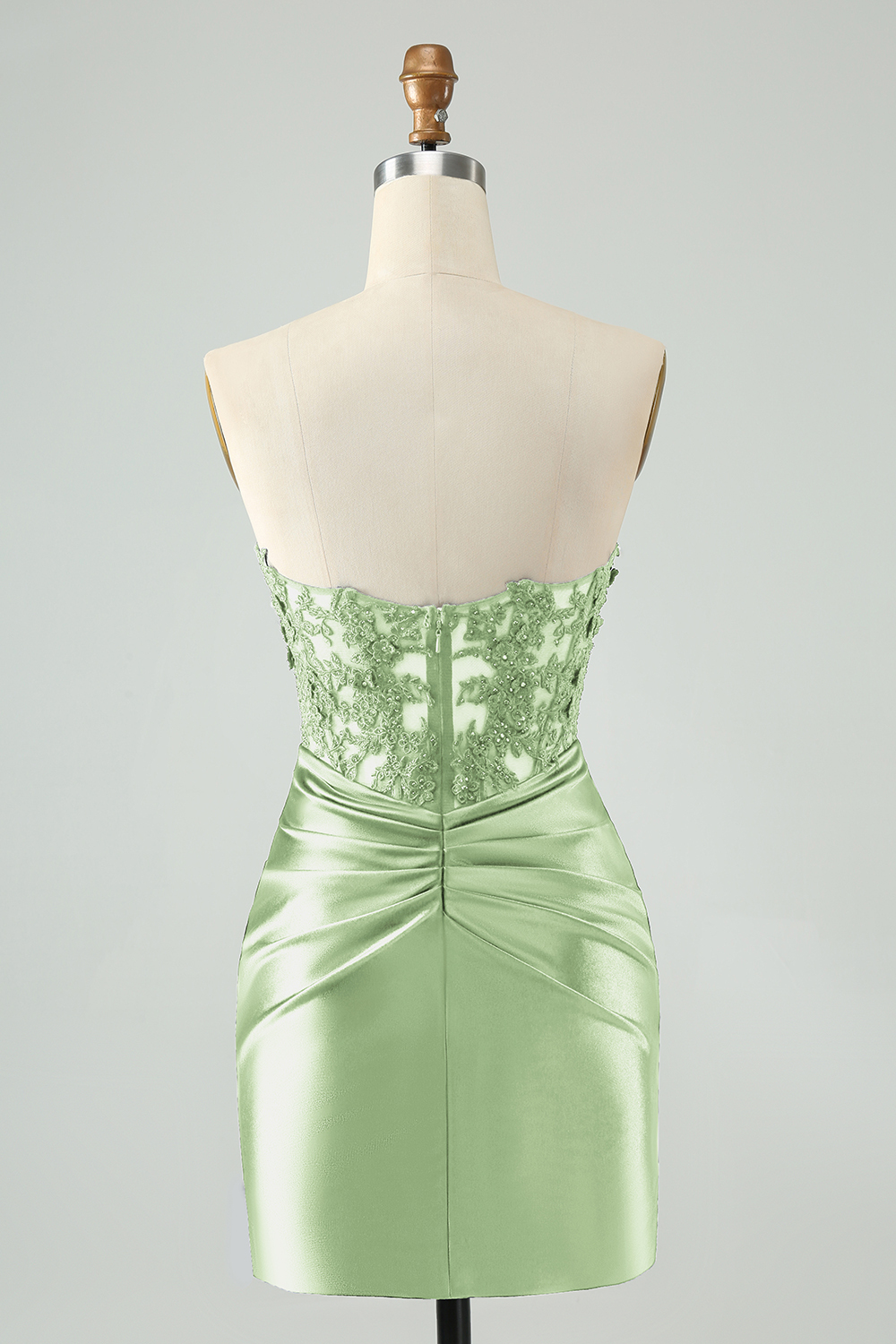 Navy Sweetheart Applique Pleated Satin Mini Homecoming Dress