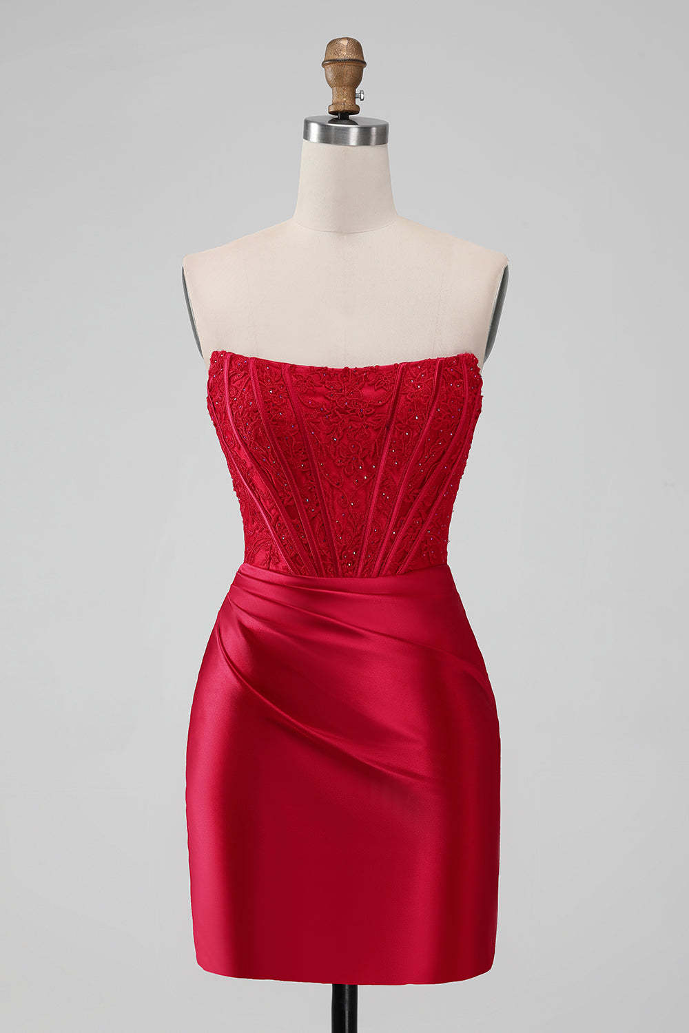 Sexy Red Strapless Bodycon Satin Short Homecoming Dress