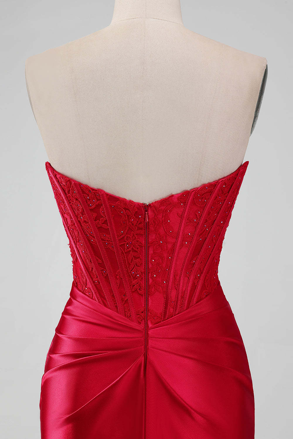Sparky Red Strapless Bodycon Short Homecoing Dress with Lace