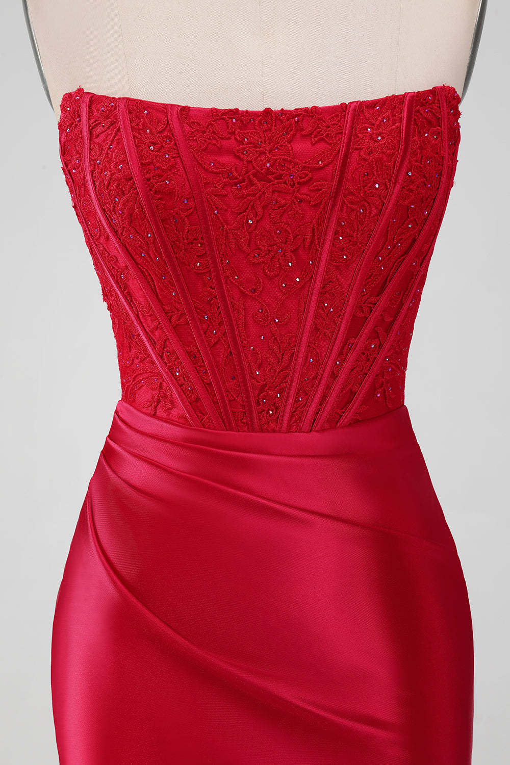 Sexy Red Strapless Bodycon Satin Short Homecoming Dress