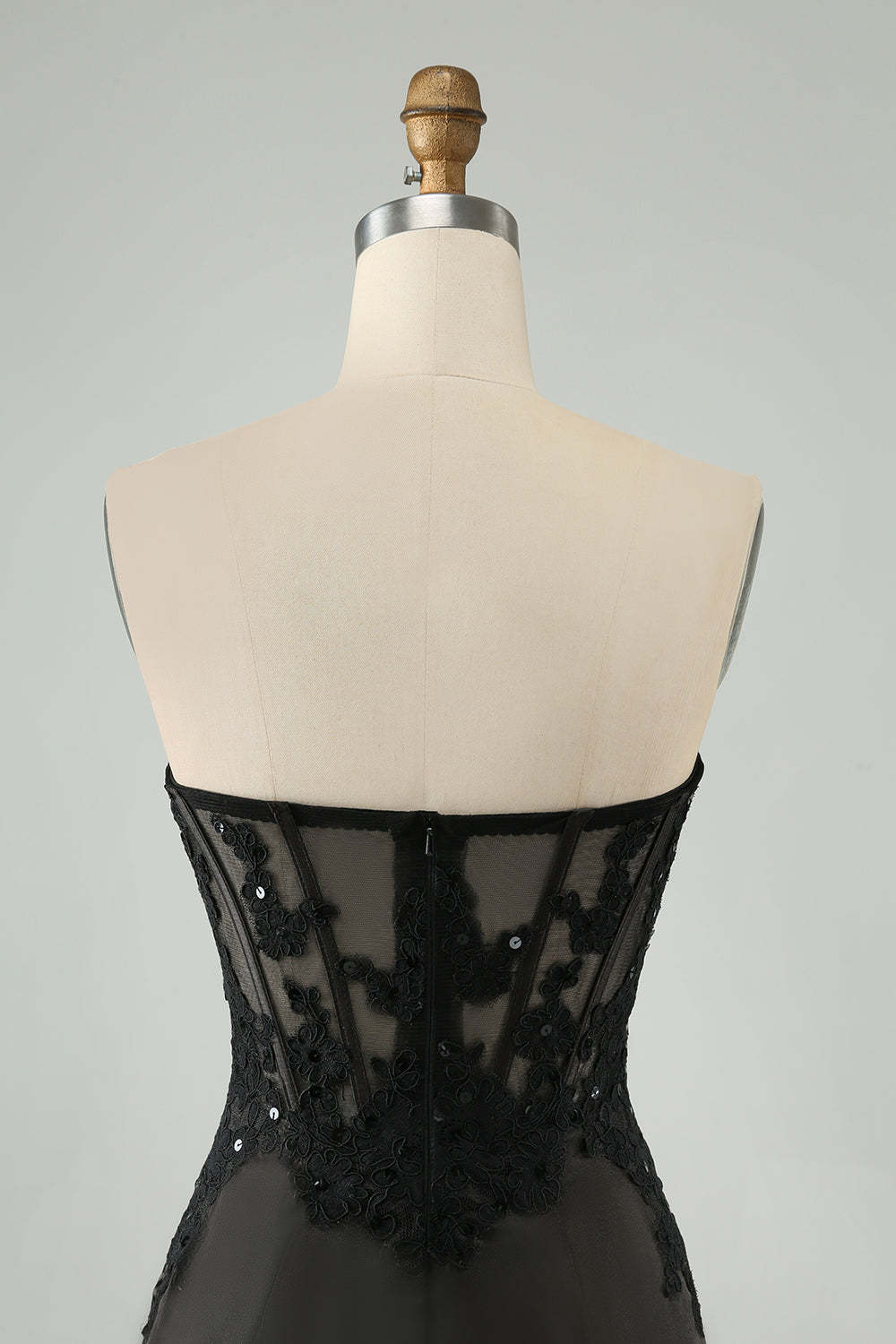 Black Sweetheart Corset Applique Bodycon Mini Homecoming Dress