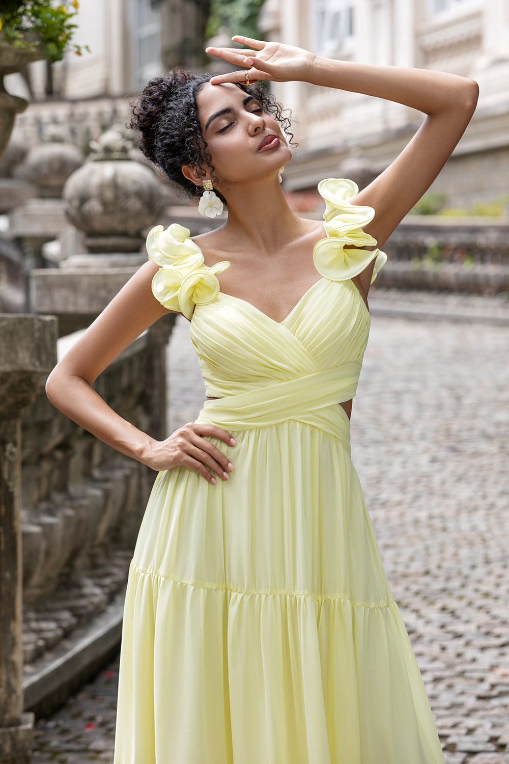 Lemon fashion wedding guest dress