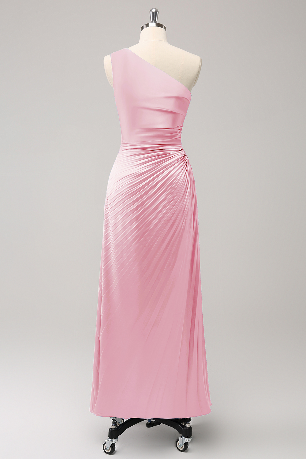 Blue One Shoulder Satin Keyhole Long Bridsmaid Dress