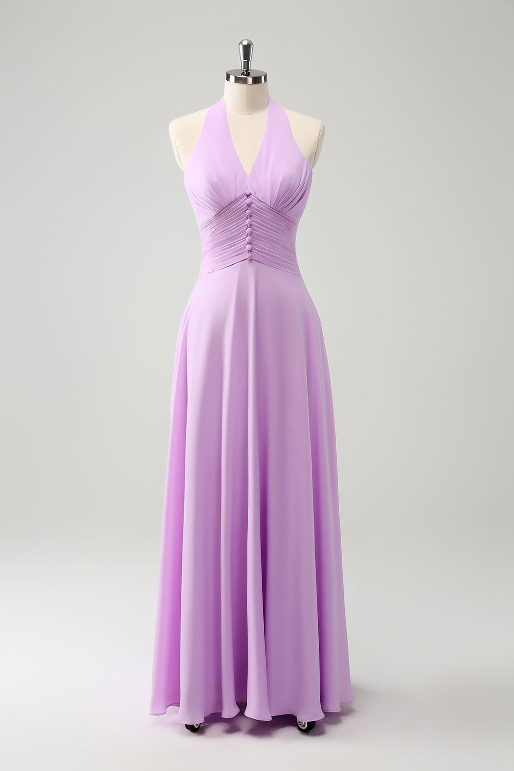 Leely Women Purple Bridesmaid Dress with Ruffles Halter A Line Chiffon Wedding Party Guest Dress