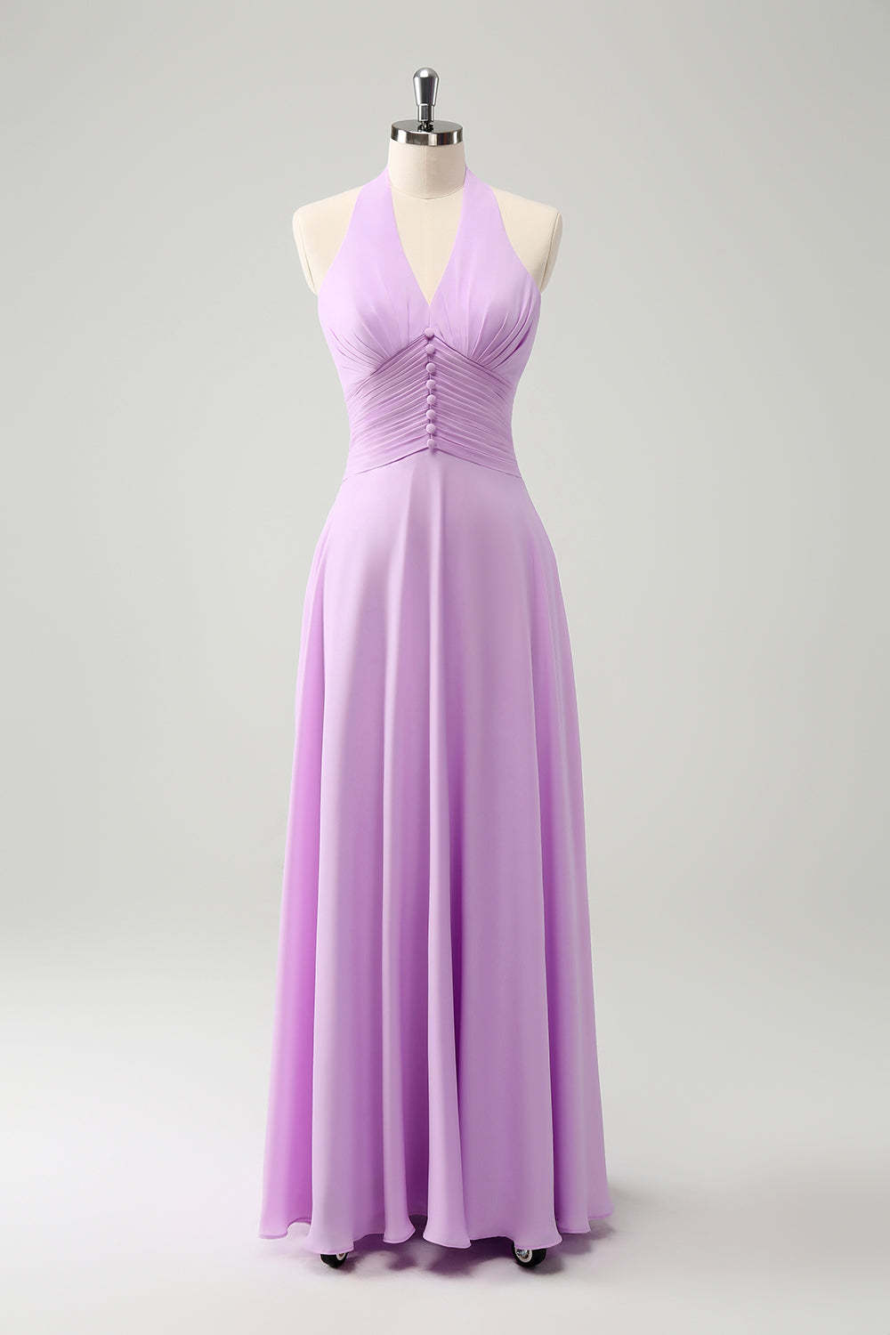 Leely Women Purple Bridesmaid Dress with Ruffles Halter A Line Chiffon Wedding Party Guest Dress