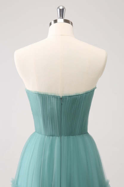 Eucalyptus Strapless Corset Tulle A-Line Bridesmaid Dress