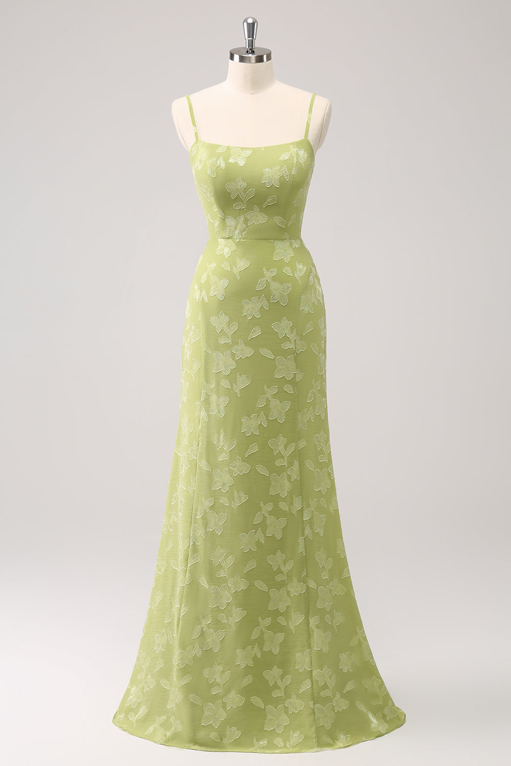 Leely Women Green Embroidery Mermaid Bridesmaid Dress with Lace Up Back Wedding Guest Dress