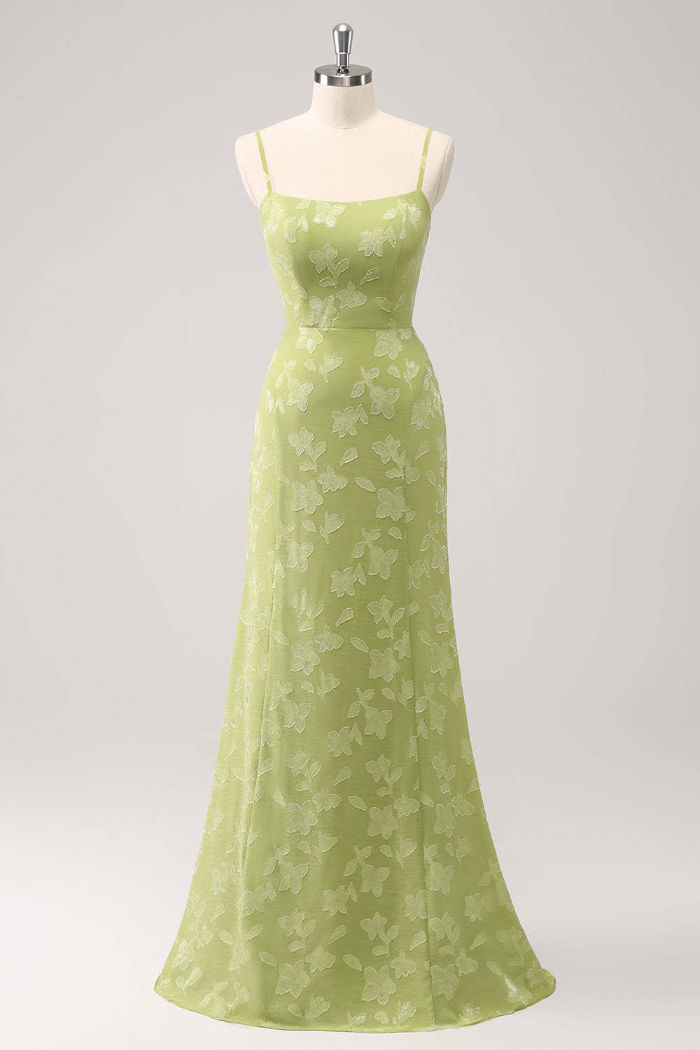 Leely Women Green Embroidery Mermaid Bridesmaid Dress with Lace Up Back Wedding Guest Dress