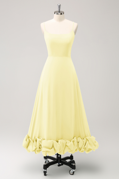 Elegant Green A Line Spaghetti Straps Bridesmaid Dress