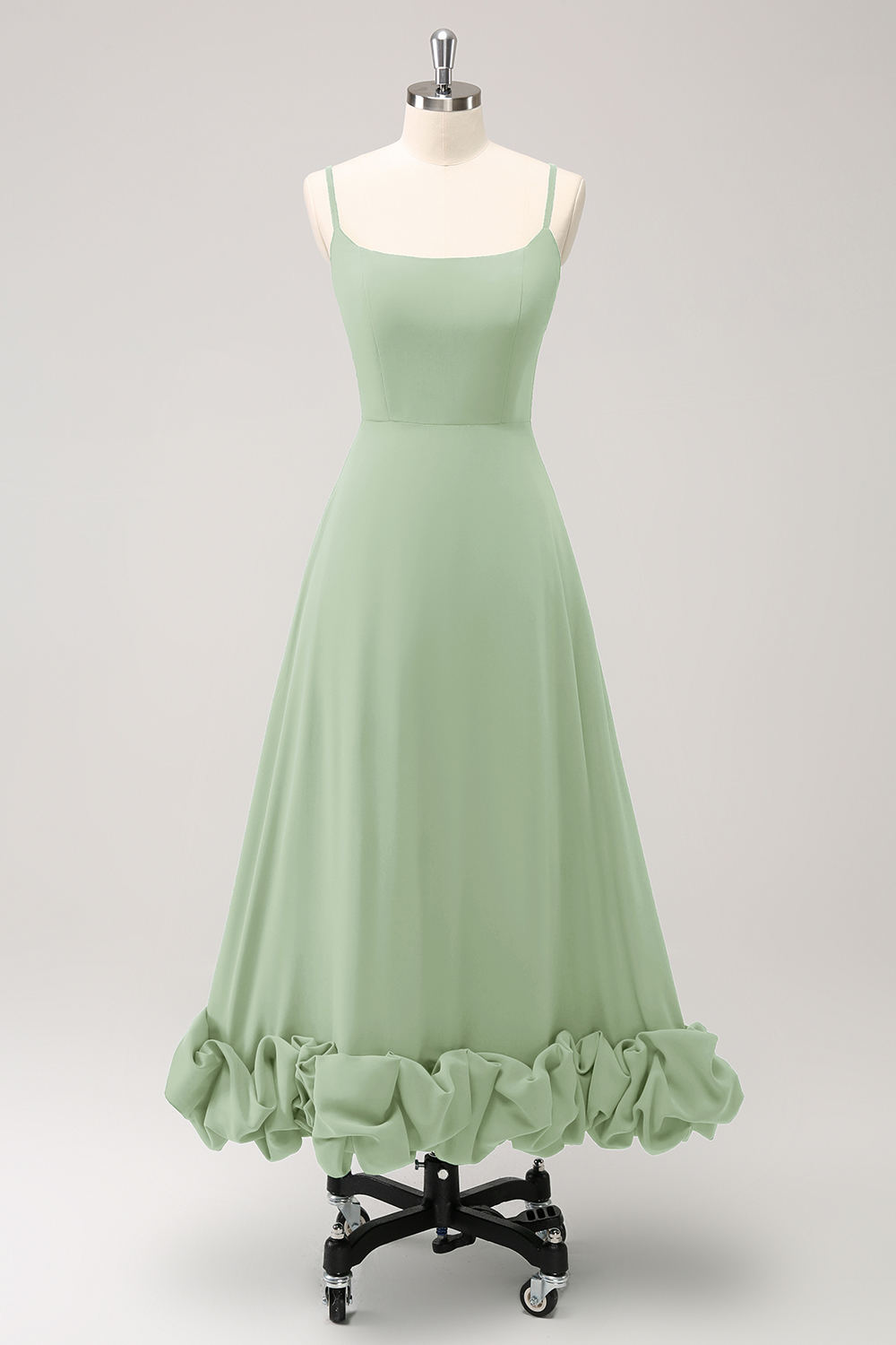Elegant Green A Line Spaghetti Straps Bridesmaid Dress
