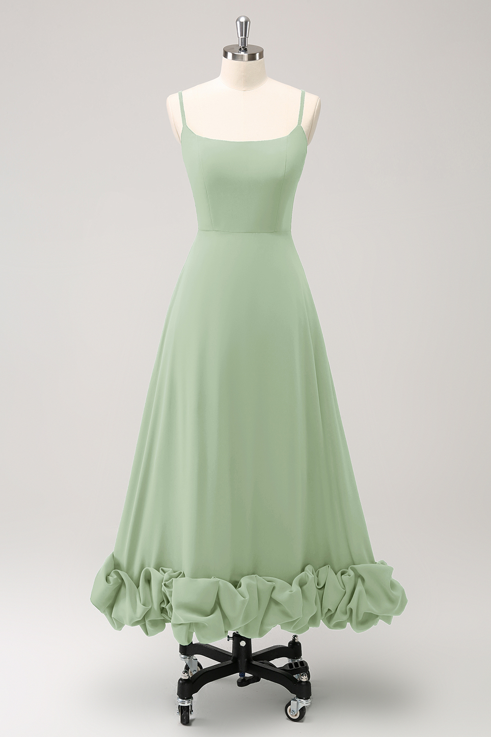 Elegant Green A Line Spaghetti Straps Bridesmaid Dress