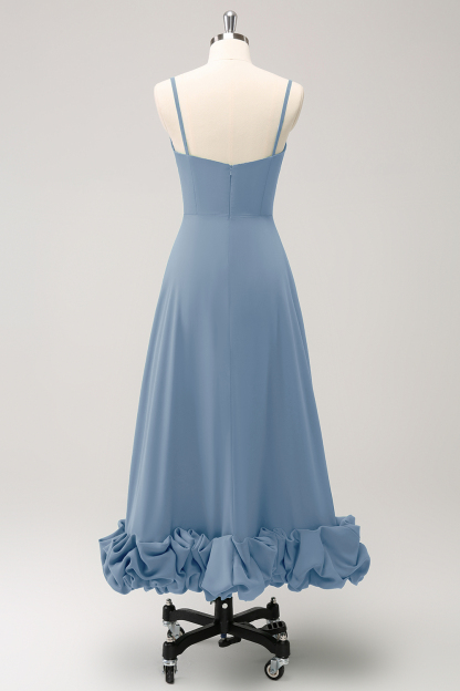 Elegant Green A Line Spaghetti Straps Bridesmaid Dress