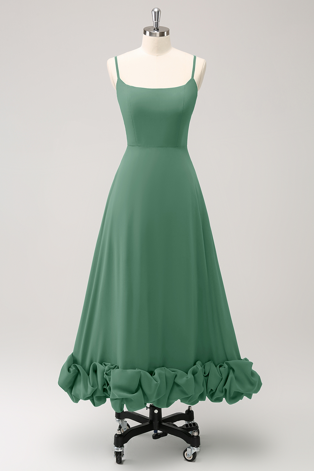 Elegant Green A Line Spaghetti Straps Bridesmaid Dress