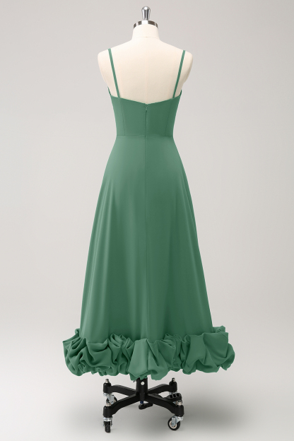 Elegant Green A Line Spaghetti Straps Bridesmaid Dress