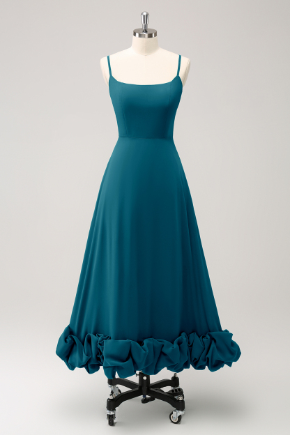 Elegant Green A Line Spaghetti Straps Bridesmaid Dress