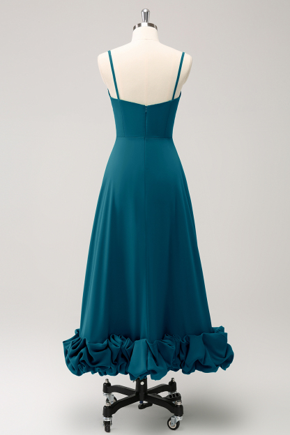 Elegant Green A Line Spaghetti Straps Bridesmaid Dress