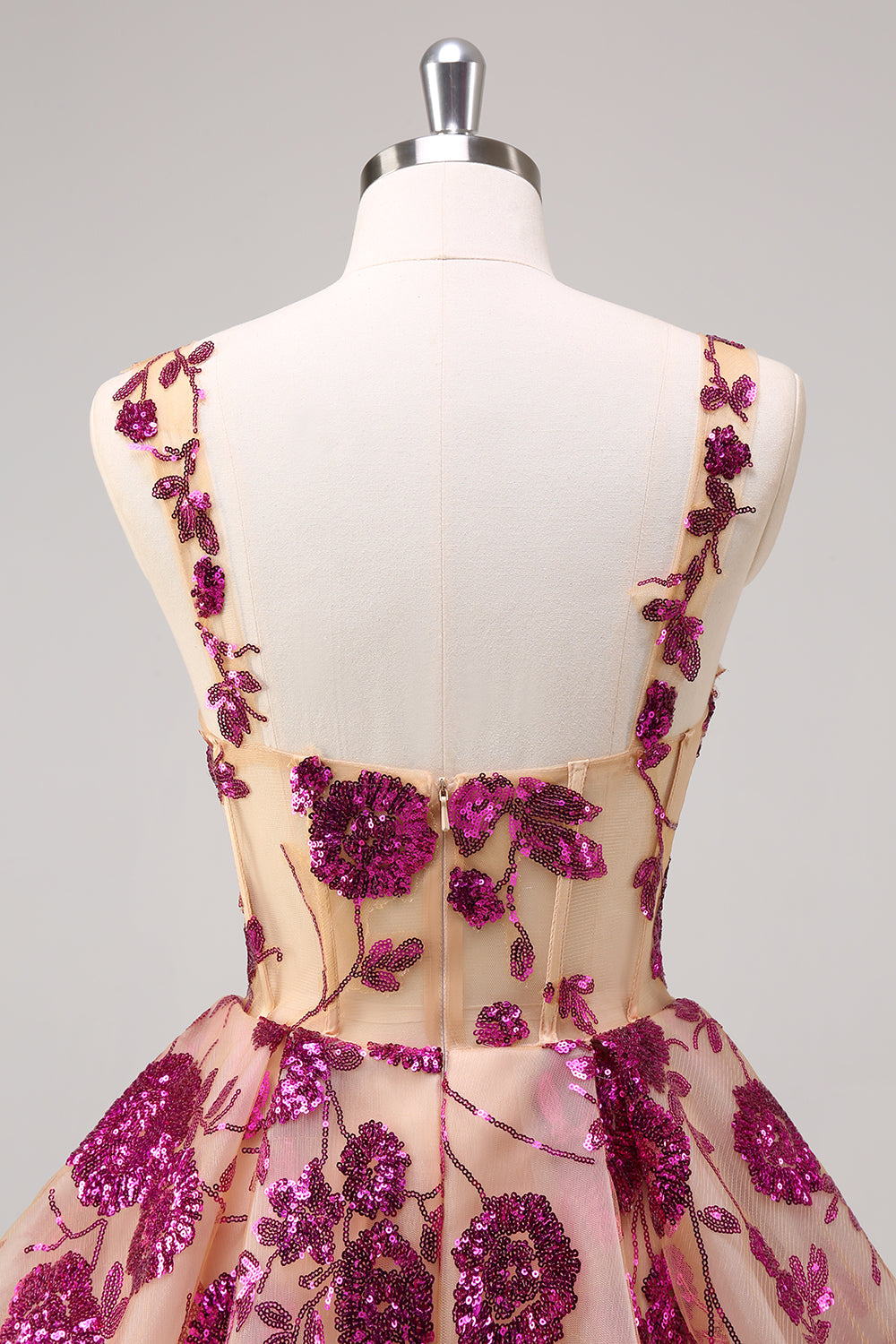 Sparkly Fuchsia A Line Corset Short Homecoming Dress with Sequins