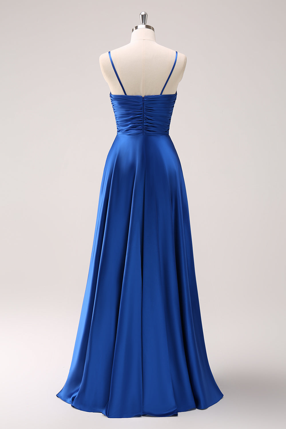 Ink Blue Front Twist Satin A-Line Bridesmaid Dress with Slit