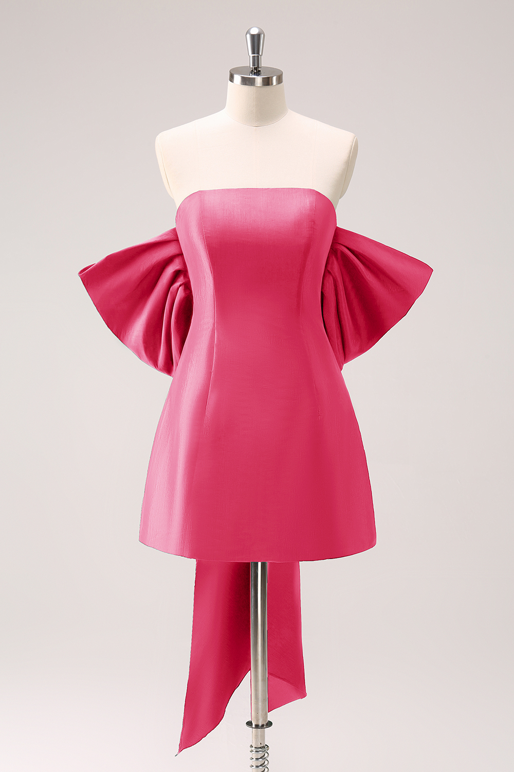 Leely Women Dark Green Strapless Homecoming Dress with Bow A Line Satin Short Cocktail Dress