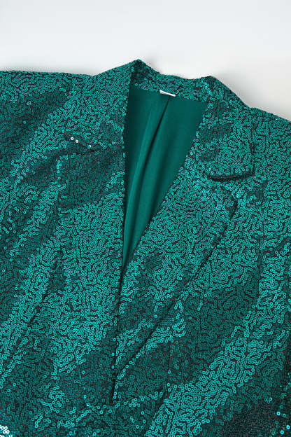 Glitter Green Notched Lapel Sequins Fitted Women Suits