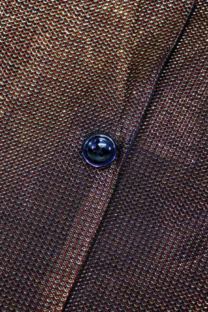 Sparkly Brown One Button Shawl Lapel Men's Blazer