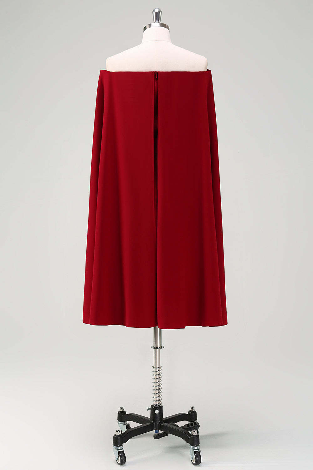 Burgundy Off the Shoulder Bodycon Midi Cocktail Dress With Wrap