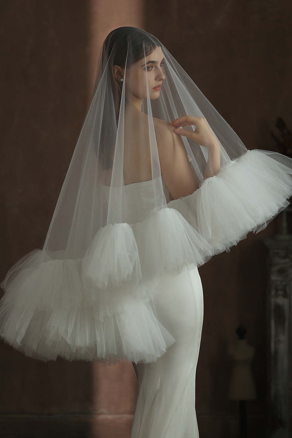 White Double-layer Fluffy Soft Tulle Bridal Veil