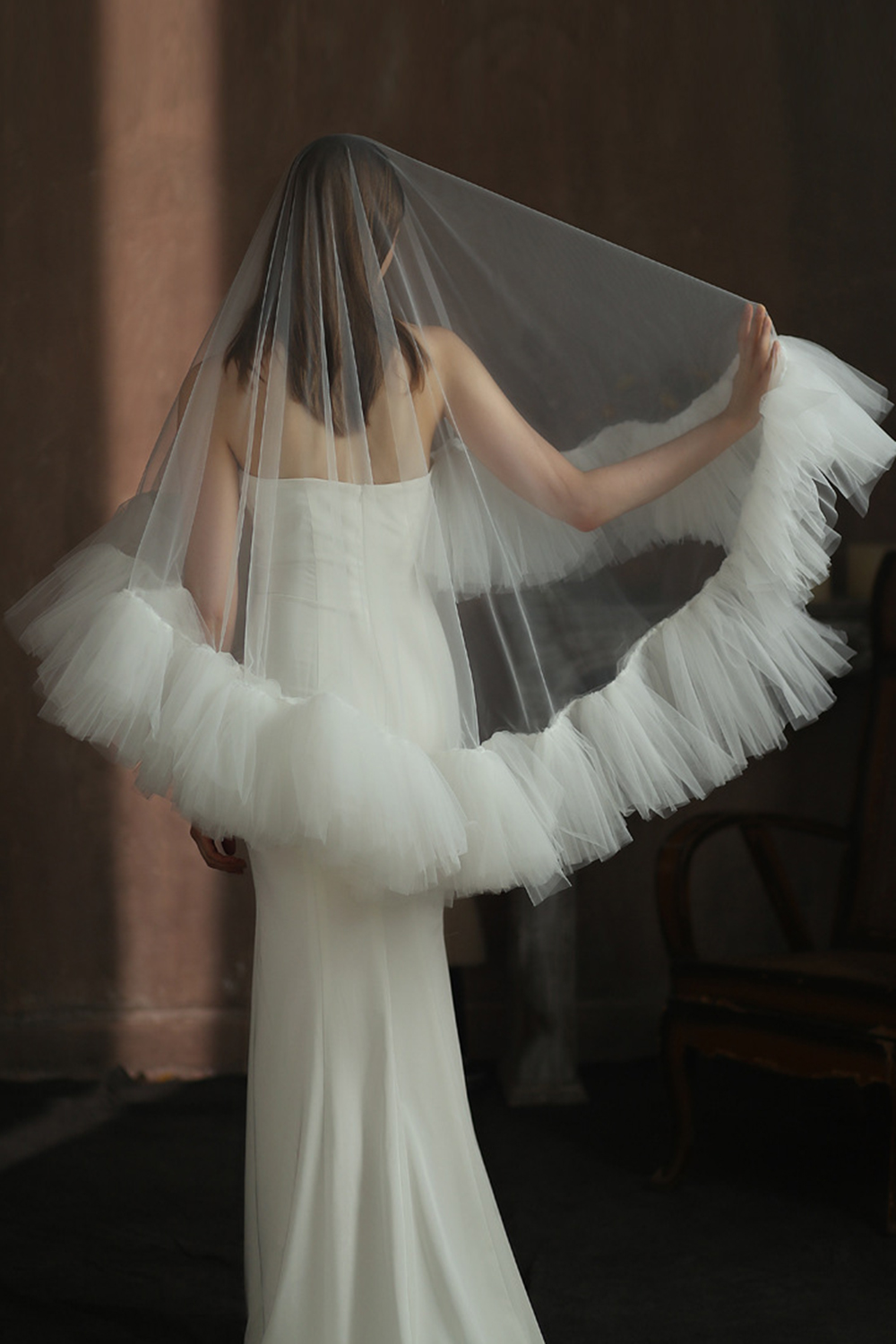 White Double-layer Fluffy Soft Tulle Bridal Veil