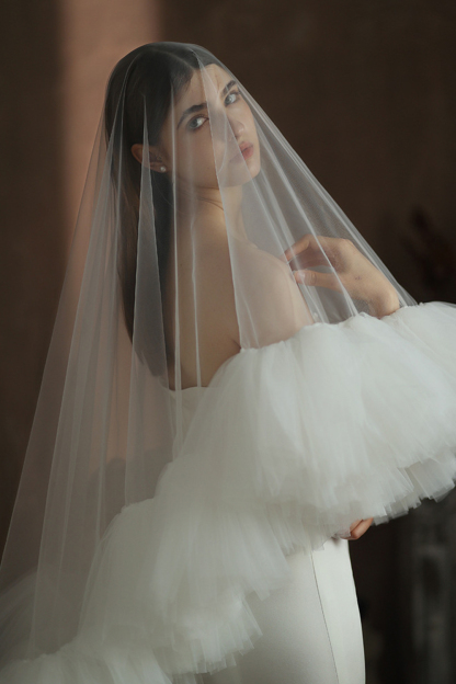 White Double-layer Fluffy Soft Tulle Bridal Veil