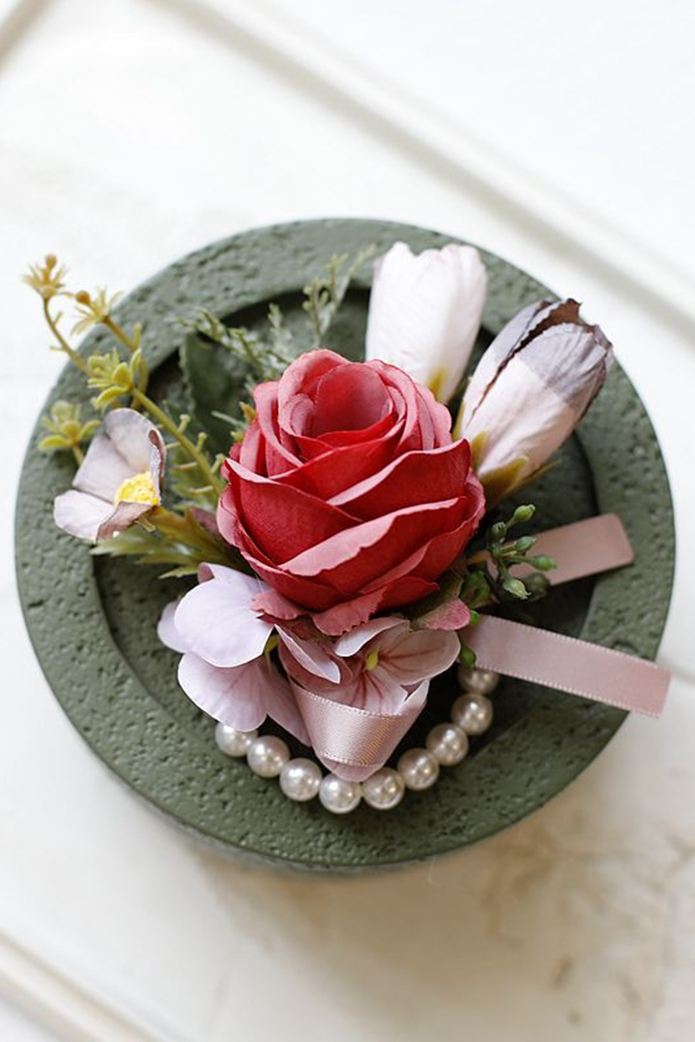 Red Homecoming Wrist Corsage and Boutonniere Set